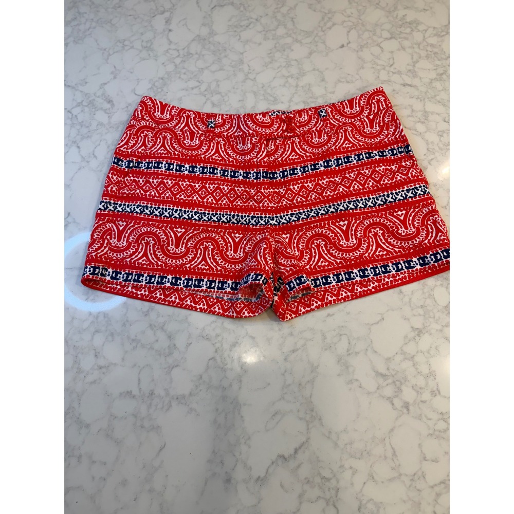 Vineyard Vines Womens Red Navy Blue‎ Paisley Geometric Cotton Shorts Size 10